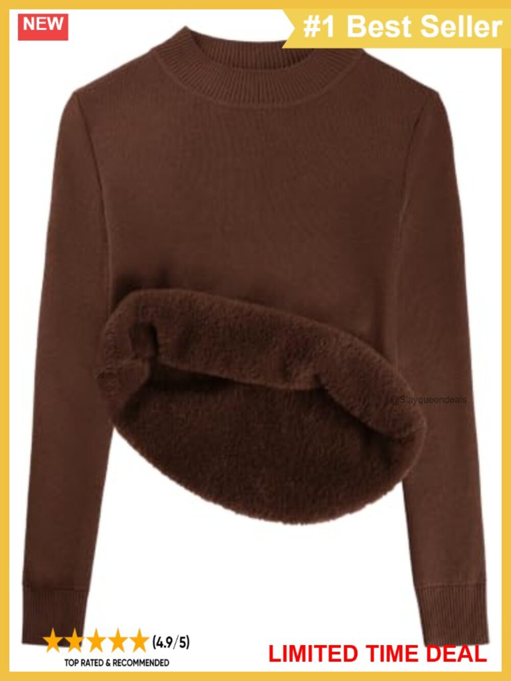 Fleece Sherpa Lined Mock Neck Pullover Sweater Slim Fit Long Sleeve